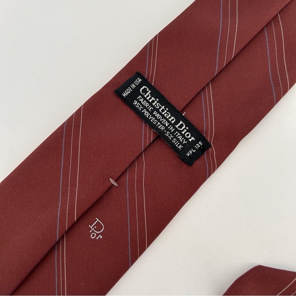 CHRISTIAN DIOR VINTAGE MAROON TIE - Picture 3 of 9